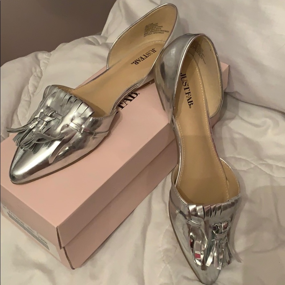 JUSTFAB silver flat shoes